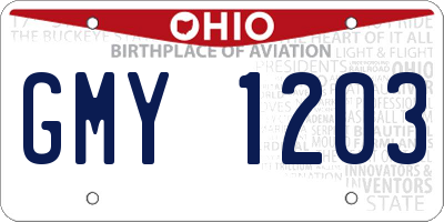 OH license plate GMY1203