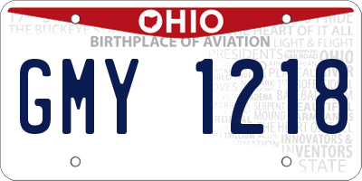 OH license plate GMY1218
