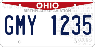 OH license plate GMY1235