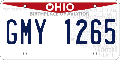 OH license plate GMY1265