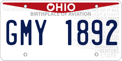 OH license plate GMY1892