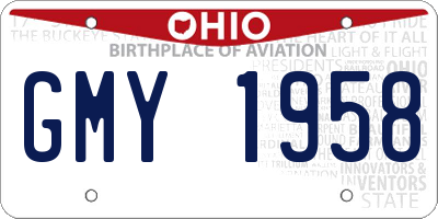 OH license plate GMY1958