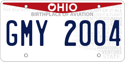 OH license plate GMY2004