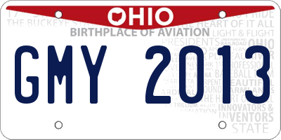OH license plate GMY2013