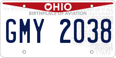 OH license plate GMY2038