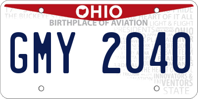 OH license plate GMY2040