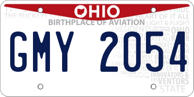 OH license plate GMY2054