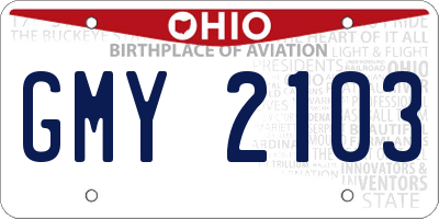 OH license plate GMY2103