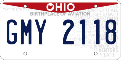 OH license plate GMY2118