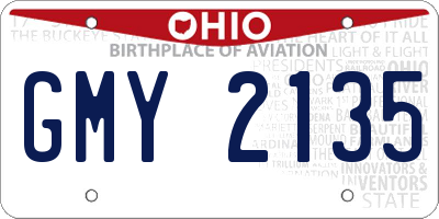 OH license plate GMY2135