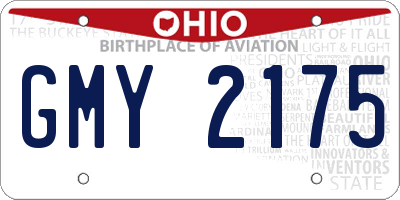 OH license plate GMY2175