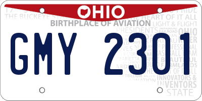OH license plate GMY2301
