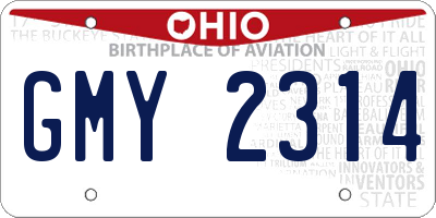 OH license plate GMY2314