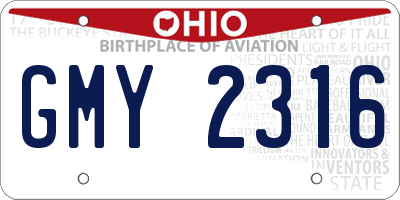 OH license plate GMY2316