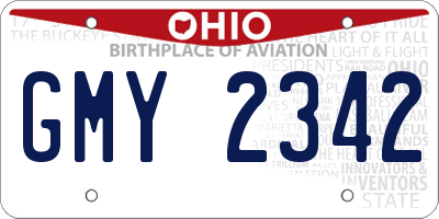 OH license plate GMY2342