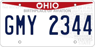 OH license plate GMY2344