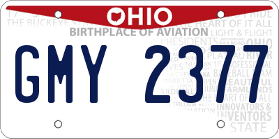 OH license plate GMY2377