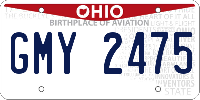 OH license plate GMY2475