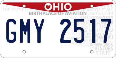 OH license plate GMY2517