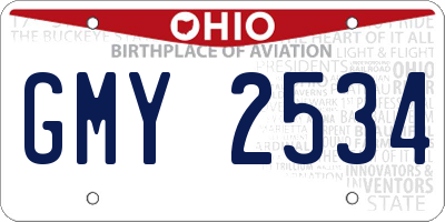 OH license plate GMY2534