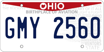 OH license plate GMY2560