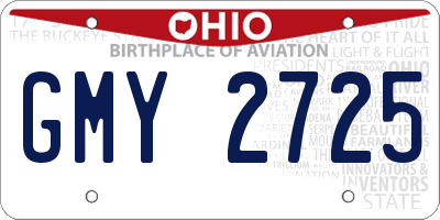 OH license plate GMY2725