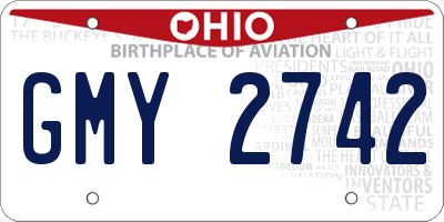 OH license plate GMY2742