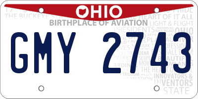 OH license plate GMY2743
