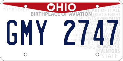 OH license plate GMY2747