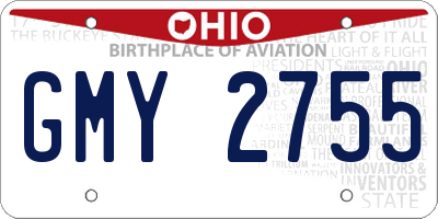 OH license plate GMY2755