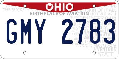 OH license plate GMY2783
