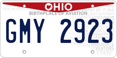 OH license plate GMY2923