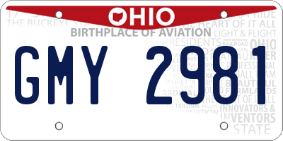 OH license plate GMY2981