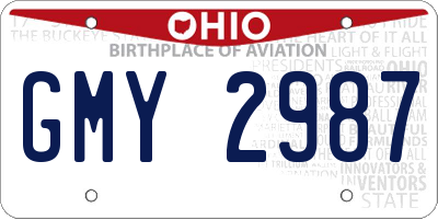 OH license plate GMY2987