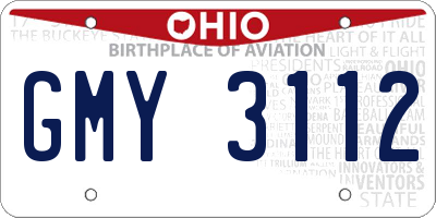 OH license plate GMY3112