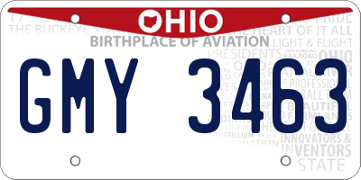 OH license plate GMY3463