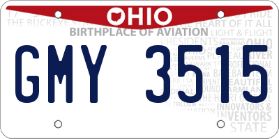 OH license plate GMY3515