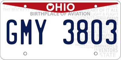 OH license plate GMY3803