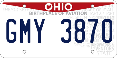 OH license plate GMY3870