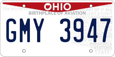 OH license plate GMY3947