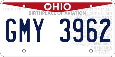 OH license plate GMY3962