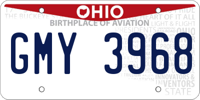 OH license plate GMY3968