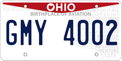 OH license plate GMY4002