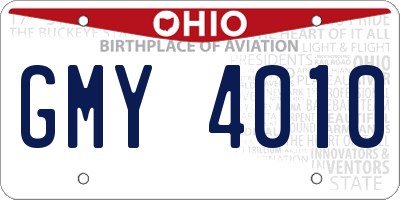 OH license plate GMY4010