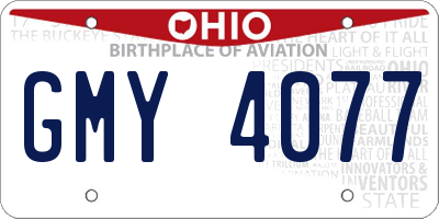 OH license plate GMY4077