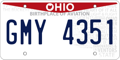 OH license plate GMY4351