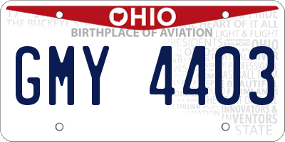 OH license plate GMY4403