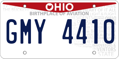 OH license plate GMY4410