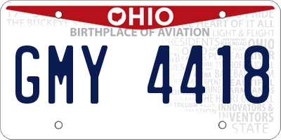 OH license plate GMY4418