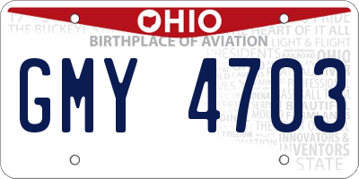 OH license plate GMY4703